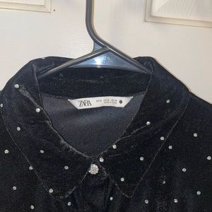 Rinestone button detail velvet long sleeve mini dress